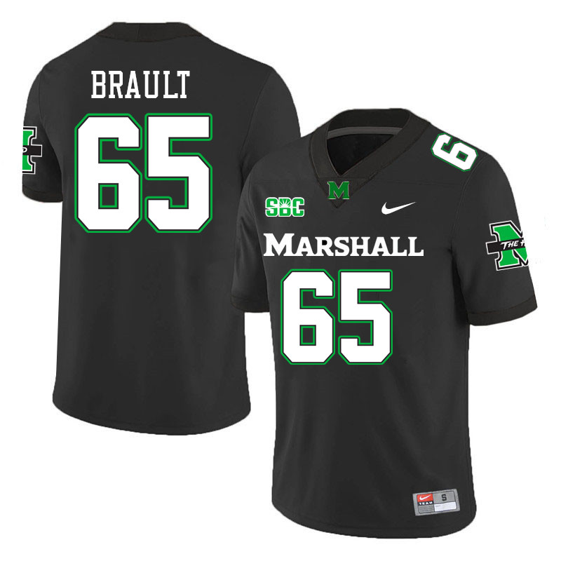Marshall Thundering Herd #65 Parker Brault College Football Jerseys Stitched-Black Marshall Thundering Herd #65 Parker Brault College Football Jerseys Stitched-Black